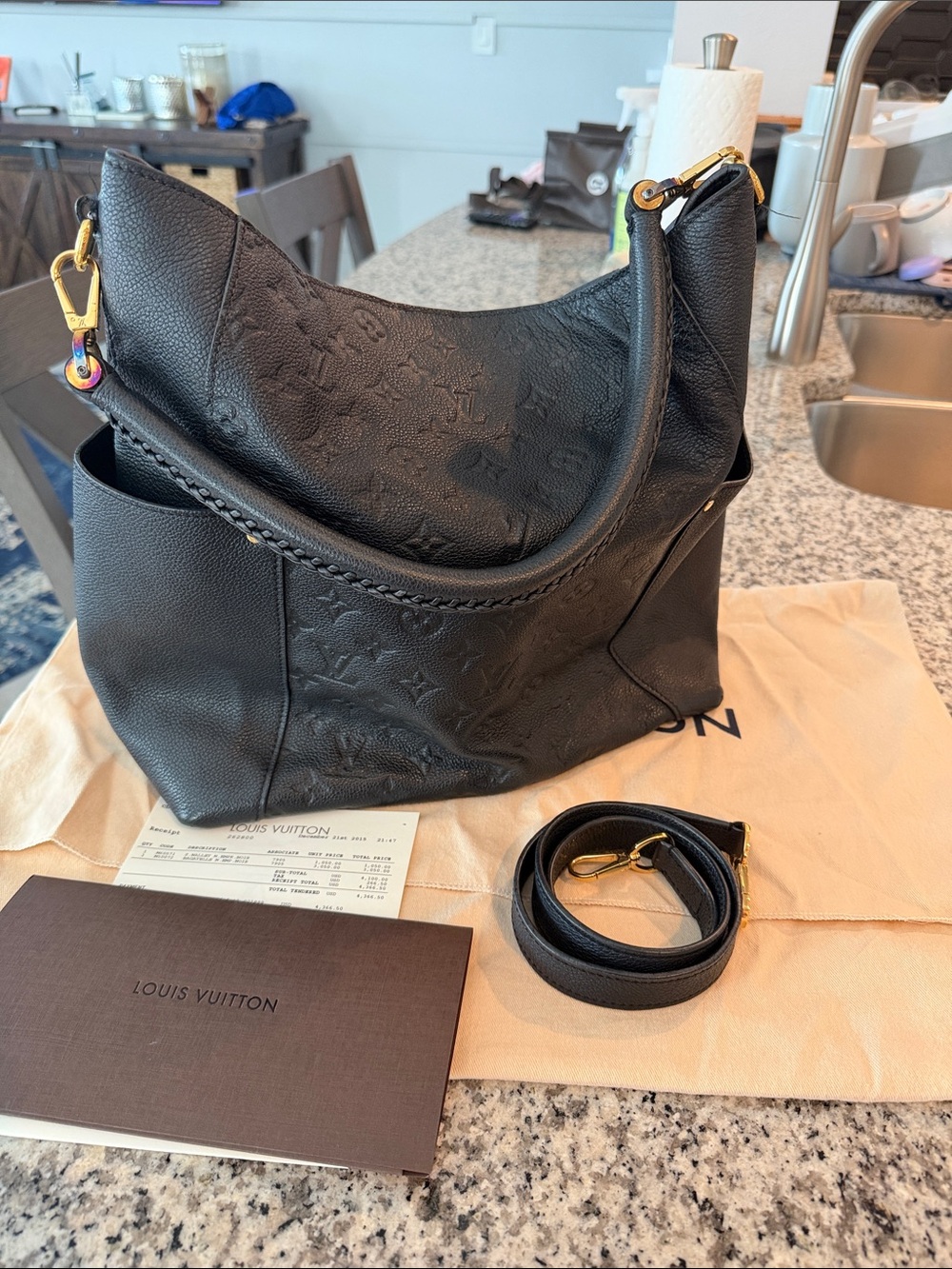 Louis Vuitton Black Monogram Empreinte Leather Bagatelle M Hobo Shoulder Bag - Picture 3 of 10